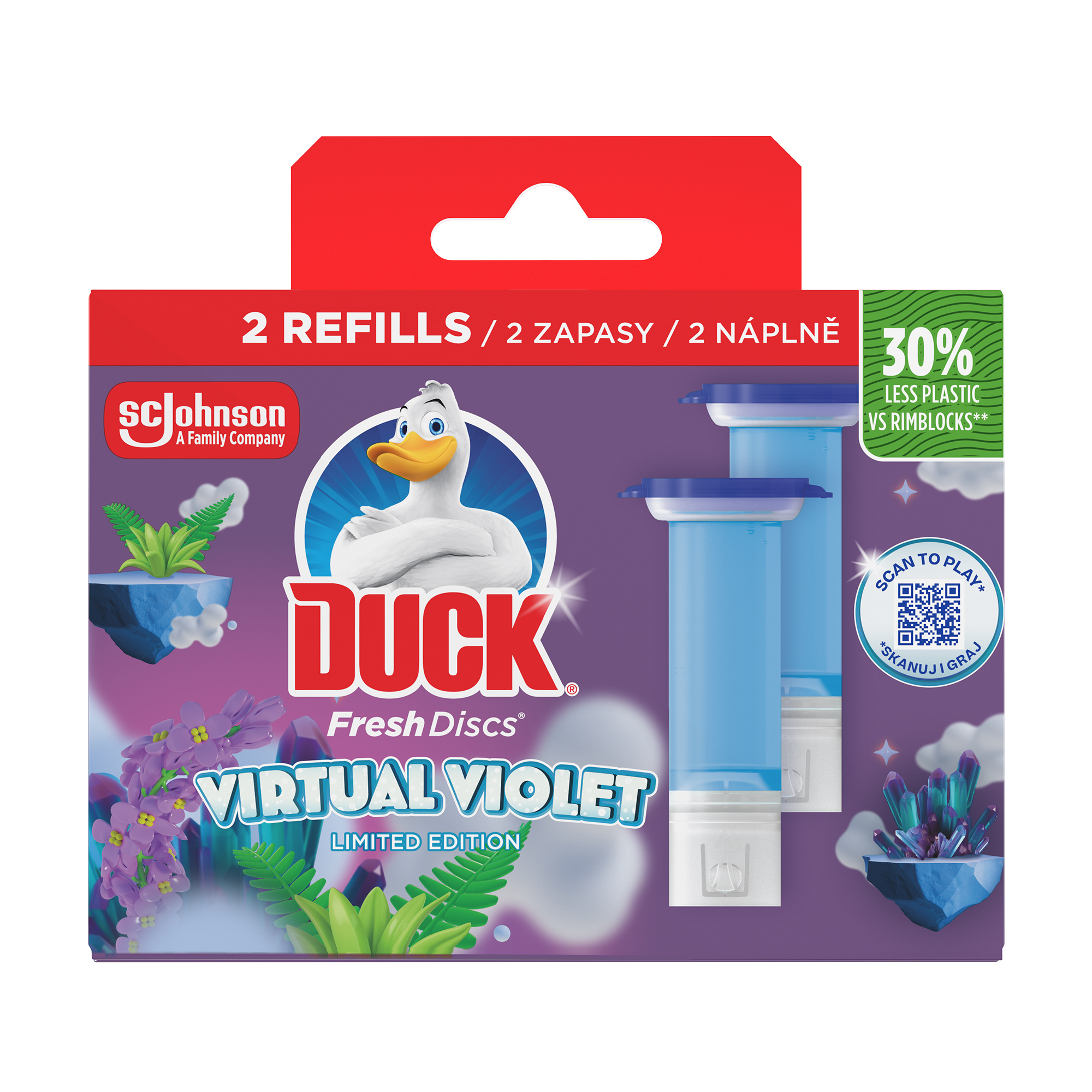 Диски чистоти для унітазу Duck Virtual Violet, 2*36 мл (змінний блок)