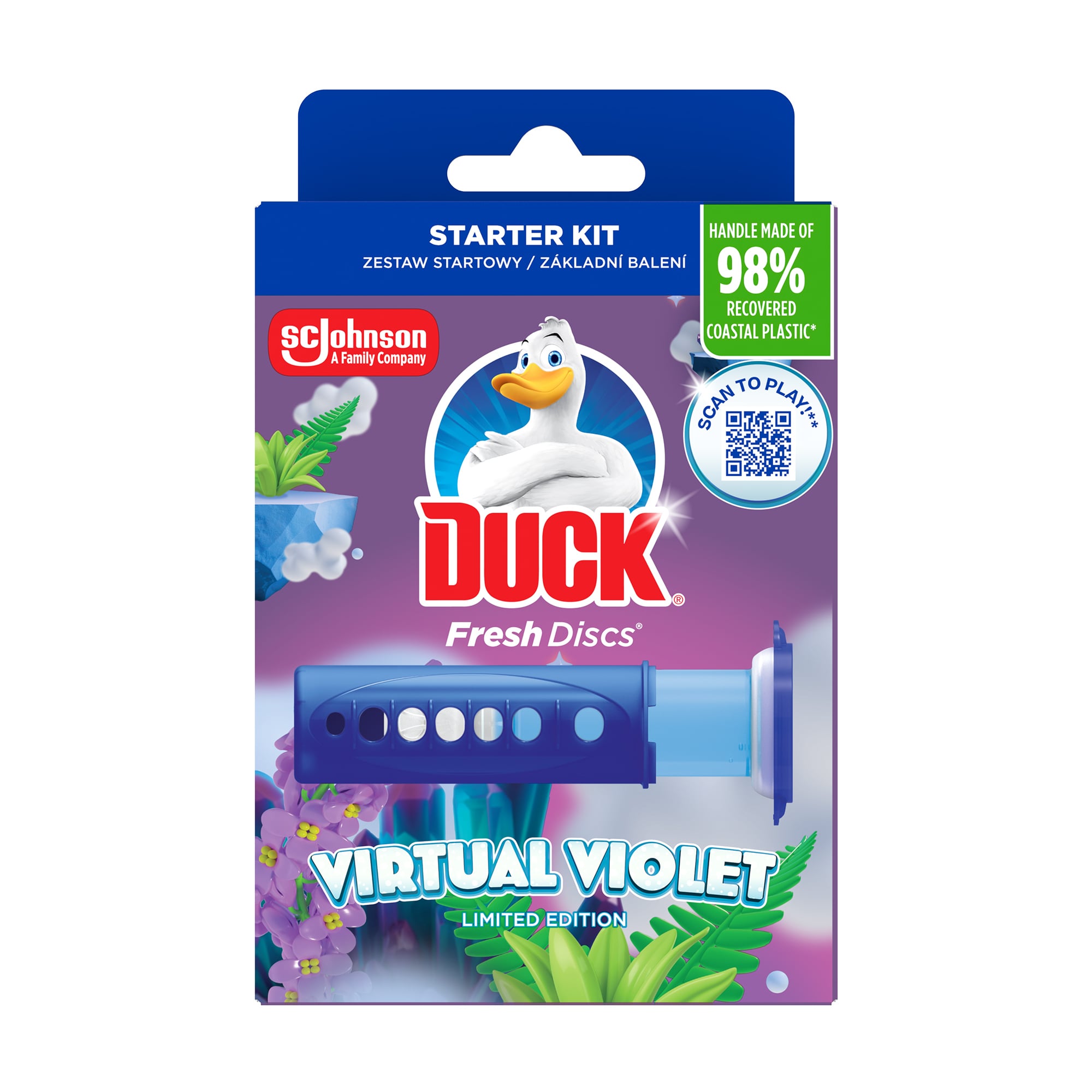 Диски чистоти для унітазу в дозаторі Duck Virtual Violet, 36 мл